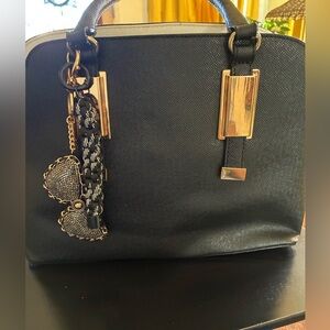 Aldo Black Satchel with Gold-Tone Accents